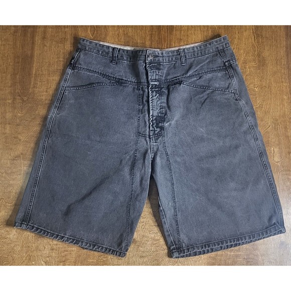 Vintage Marithe Francois Girbaud Denim Black Jean Shorts Size 40 - Picture 1 of 9